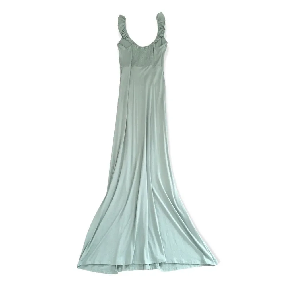 🔃Green Ruffle Maxi Dress - Picture 2 of 4